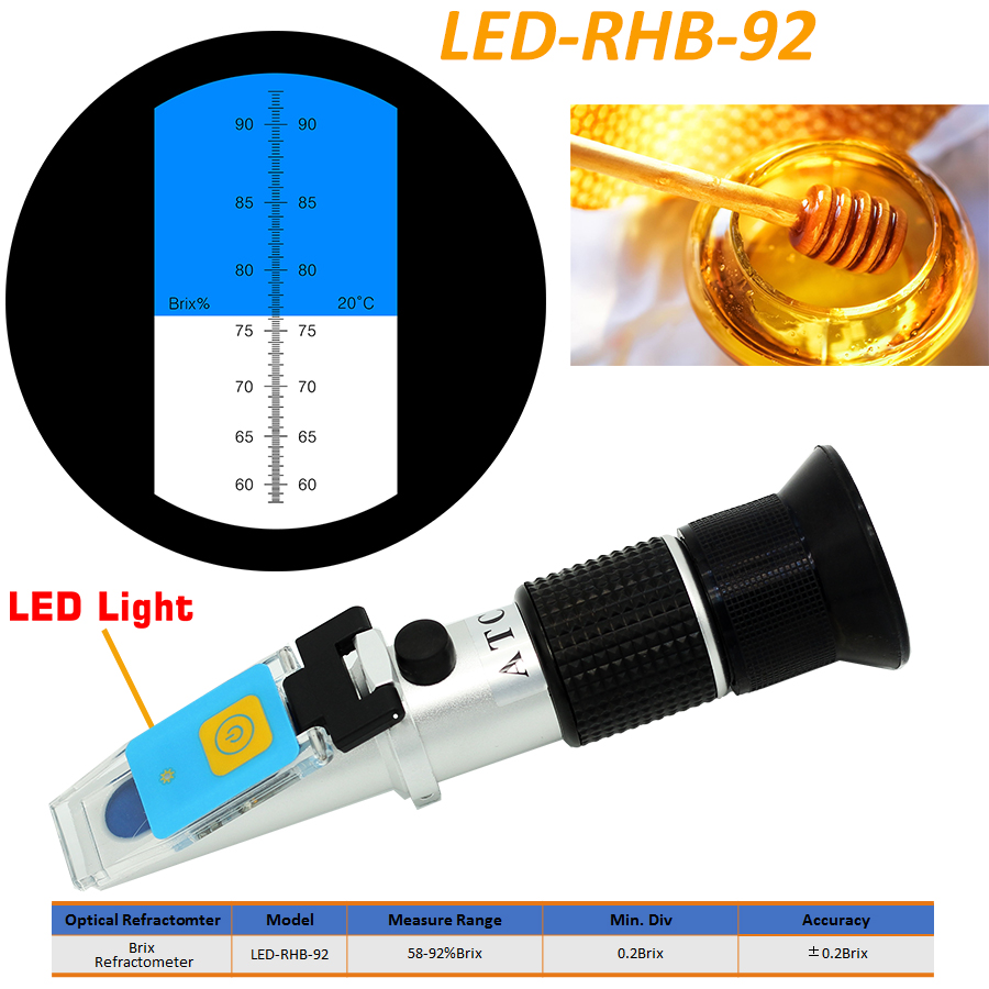 LED-RHB-92 ATC Brix 58-92% optical refractometer,LED Brix