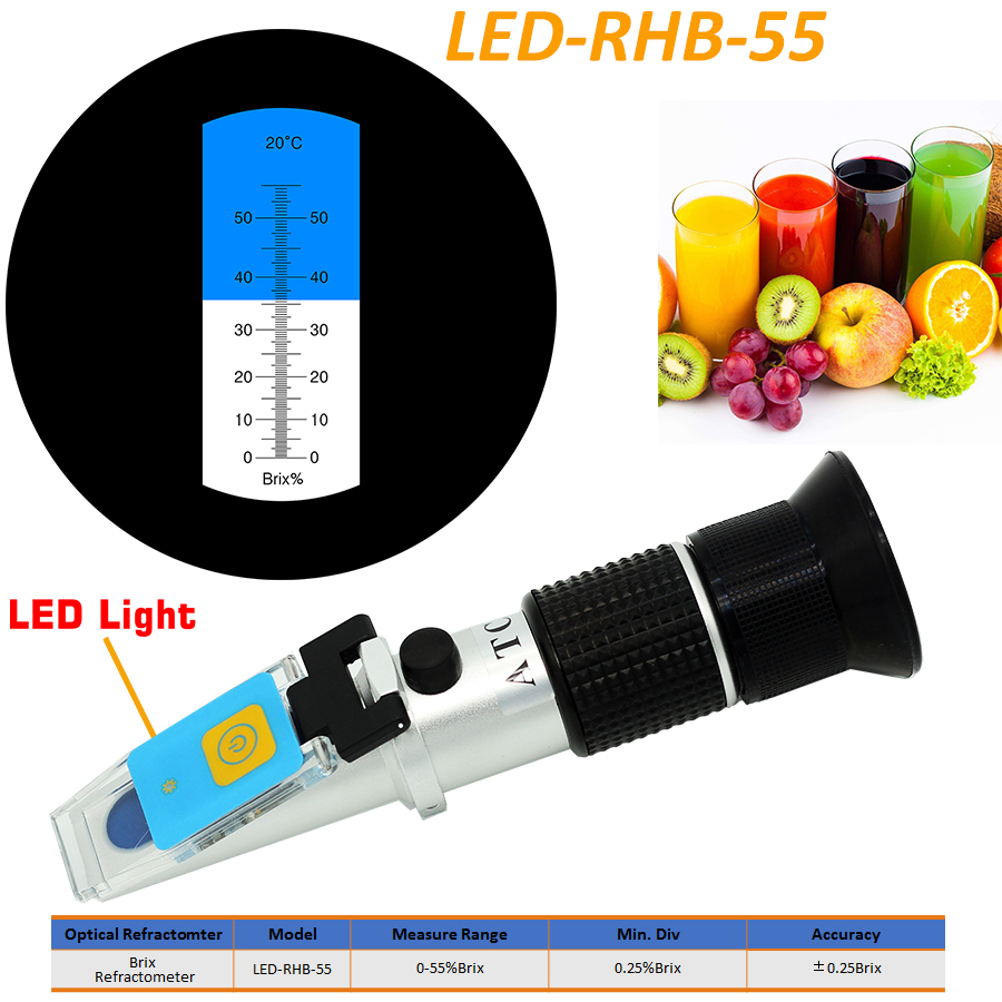 LED-RHB-55 ATC Brix 0-55% optical refractometer,LED Brix Refractometer