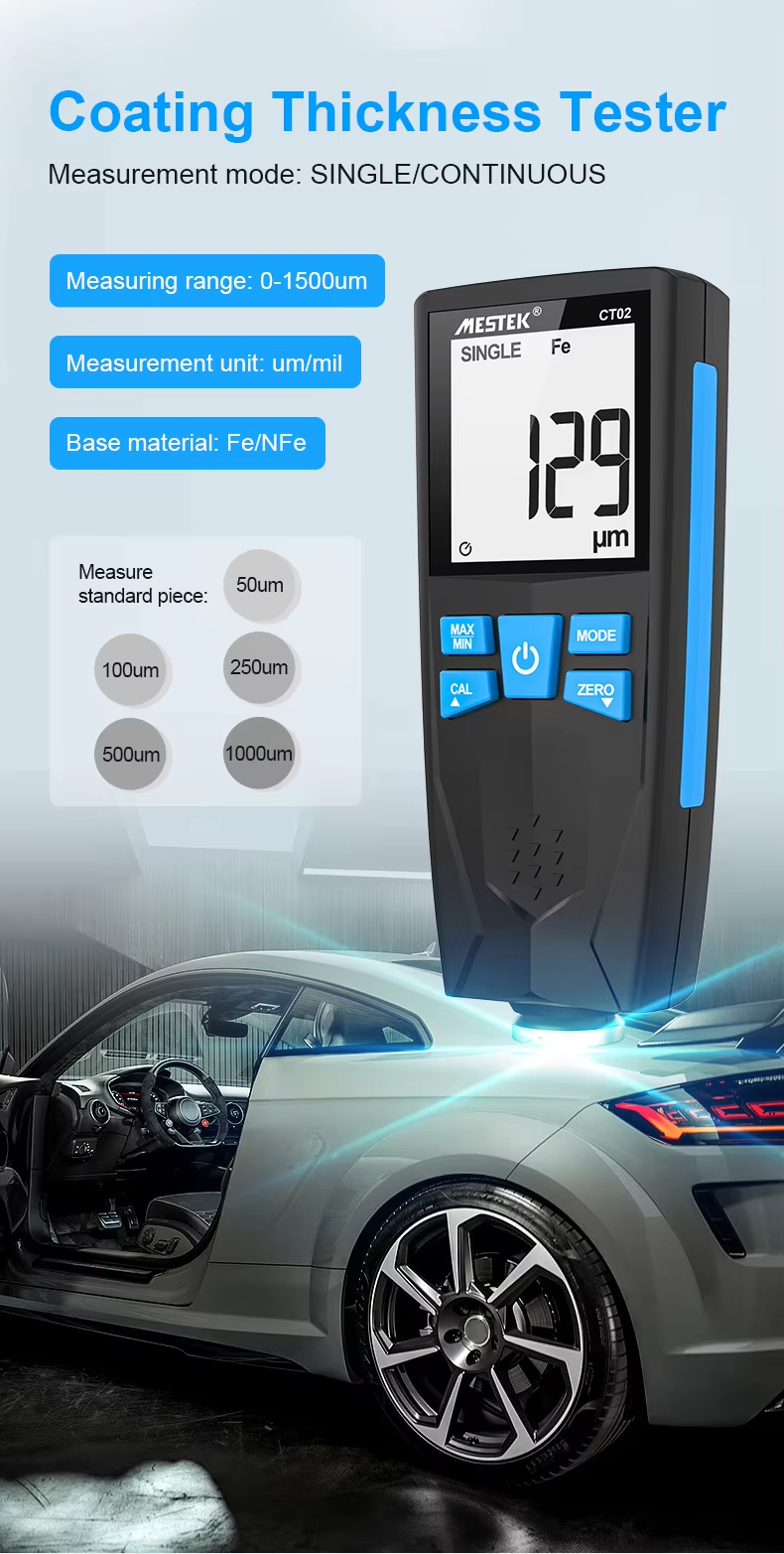 CT02 Car Paint Film Coating Thickness Gauge Meter Tester Instrument Fe ...