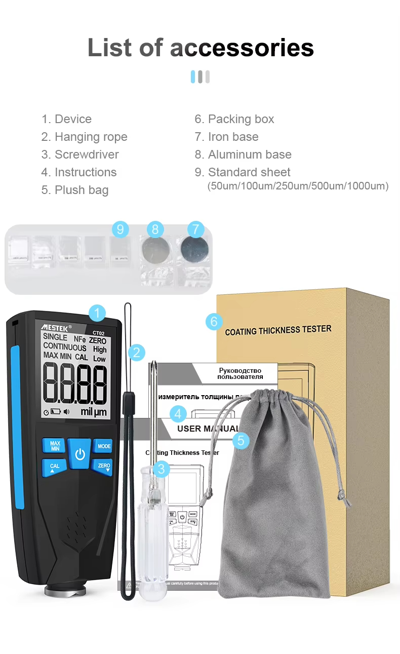 CT02 Car Paint Film Coating Thickness Gauge Meter Tester Instrument Fe ...