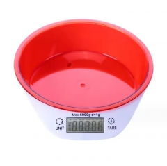 ZD-9 5KG/1g 2-in-1 Digital Electronic Kitchen Scale Multi-PurposeWeighing Bowl Plastic Material Battery Powered