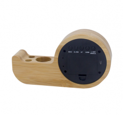 HX-2030Z Bamboo LED Alarm Clock With Pen Holder