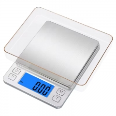 DH-8902 1kgX0.1g 2KG/1g 3KG*0.1G 500G 600G 1Kg/0.01G Kitchen Weight Mini Cooking Food Scale Stainless Steel With Tray