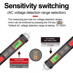 HT103 IP66 Waterproof LCD Digital Voltage Detector Pen Flashlight Non-Contact Sound Light Alarm Intelligent Zero Test Pencil