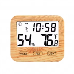 CH-915 Digital Thermometer Hygrometer Alarm Clock Indoor Temperature Humidity Monitor LCD Backlight Plastic Home Room Desk Table
