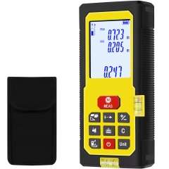 YA-CJ-50 40m/60m/100m Laser Measure Laser Distance Meter, Portable Handle Digital Measure Tool Range Finder, Larger Backlit LCD, 2 Bubble Level