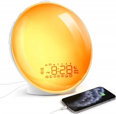 YH-CL326 FM Radio Wake-Up Light Alarm Clock Sunrise Sunset Wake-Up Sleep Colorful Atmosphere Light White Noise With Sleep Night Light