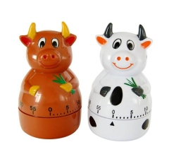 MT318 60 Minute Countdown Cartoon Cow Eco-Friendly Plastic Mechanical Kitchen Timer for Household Cooking