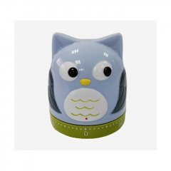 MT339 Cartoon Owl Plastic Eco-Friendly Mechanical Kitchen Timer 60-Minute Countdown for Home Cooking
