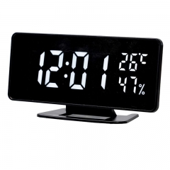 HX-888 Manufacturer Adjustable Brightness Voice Control Display Time Calendar Temperature Digital Table Alarm Clock for Bedroom Office