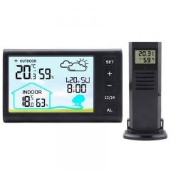 TS-FT006-Black New Cross-Border Multifunctional Wireless Weather Forecast Electronic Digital Display Alarm Clock Indoor Outdoor Temperature