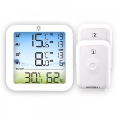 TS-8082 Digital LCD Display Dual Sensors Wireless Fridge and Freezer Thermometer with Max/Min Temperature Alert for Home Use