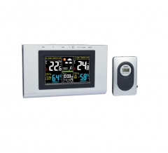 JM-H127G-COLOUR Wireless Indoor Electronic Temperature Humidity Monitor Forecast LCD Digital Weather Station Clock With Outdoor Sensor