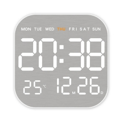 YD-5516 Plastic Brushed Big Digits LED Digital Wall Clock Adjustable Brightness Dual Alarms Temperature Calendar Display Bedroom Home