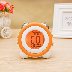 YD-0705 3D Alarm Clock Large Volume Silent Night Light Electronic Clock Dual Bell LCD Simple for Office Use Two Sets
