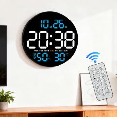 YD-5501 Electronic Multi-Functional Home Decor Temperature Humidity Display Silent Calendar Smart LED Digital Wall Clock for Living Room