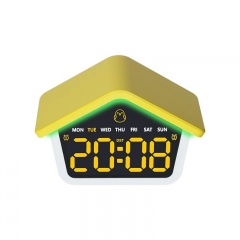 YD-6698 House Shape LED Alarm Clock Silent Multifunction Night Light Cuckoo Style Dual Alarm