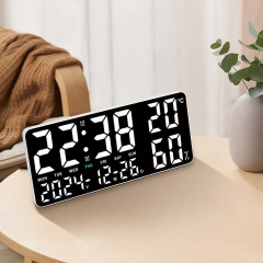 YD-GH9002 New Temperature and Humidity Living Room Wall Clock Simple and Multifunctional Electronic Clock with Large Font and Night Light
