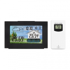 JS-3551A Touchscreen Weather Station Thermometer Hygrometer Barometer Digital Alarm Clock with Wireless Sensor Weather Forecast Station