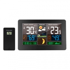 JS-3378 Color Screen Weather Clock Weather Forecast Clock Radio Wave Indoor Outdoor Temperature Humidity LCD Electronic Clock