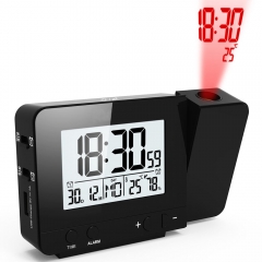 JS-3531B Desk Table Alarm Clocks with Time Projection, Digital Snooze Backlight Radio Controlled Projection Alarm Clock