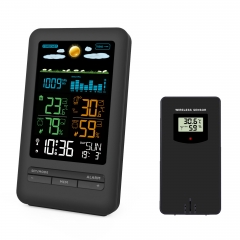 JS-FJ3395C-DCF-VA Color Weather Station with VA Screen Wireless Indoor Temperature Humidity Meter Thermometer Hygrometer Outdoor Weather Station