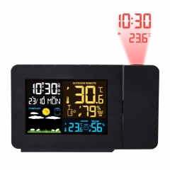 JS-3391 Weather Station Alarm Clock with Projection Weather Monitor Calendar Backlight Desk Clock with Wireless Remote Sensor