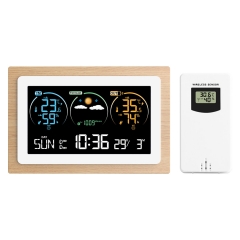 JS-FJ3399C Real Wooden Weather Station Indoor Outdoor Thermometer Barometer Hygrometer Digital Temperature Humidity Meter Weather Station