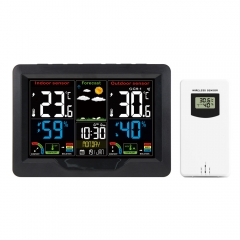 JS-3383C Weather Station Digital Alarm Table Clock Temperature Meter Hygrometer Barometer Moon Phase Snooze Wireless Sensor