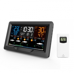 JS-3390tuyaA Indoor Outdoor Temperature and Humidity Weather Station with RF Signal Large Color Display tuya WIFI