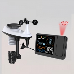 JS-3539B-norcc With Projector Digital weather station for outdoor wind direction, rainfall, wind speed detection, weather forecasting, color screen alarm