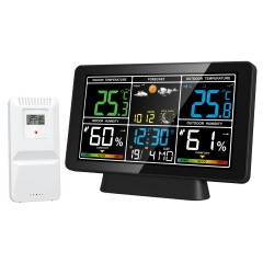YJ-5065 LED Smart Weather Clock Indoor Outdoor Temperature Humidity Forecast Wireless Wifi Weather Station Digital Table Desk Clock