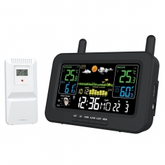 YJ-5062 Battery Powered Electronic Digital Indoor/Outdoor Wireless Temperature Humidity Meter Calendar Screen Weather Forecast Station