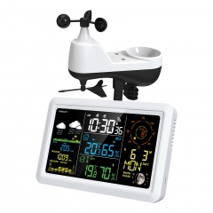 YJ-5107 Weather Station with Outdoor Sensor Indoor Outdoor Thermometer with 7.5-inch VA LCD Screen Weather Forecast Temperature Humidity