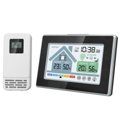 YJ-5055C Large Outdoor Indoor Weather Station Clock with Backlight, Smart Color LED Display, Temperature Humidity