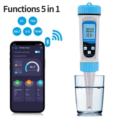 BT-785 5 in 1 TDS/S.G/Salinity/Temp/EC Meter Blue tooth Water Quality Tester for Aquariums & Pools Hydroponics