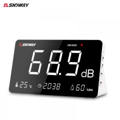 SNDWAY SW-525S 30~130db Noise Meter Clock Temperature Humidity Monitor 4 in 1 with USB Charge and Data Storage