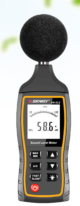 SNDWAY SW-523 30~130dB Portable Industrial Grade Plastic Noise Tester Digital Sound Level Meter for Noise Detection