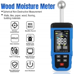 SK-7303 0~100% 20-40mm Depth Industrial Digital Pinless Moisture Meter for Wood and Drywall Non-Destructive Detection with Alarm 20-40mm Depth