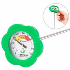 H15AK4362 20-Inch Probe Outdoor Garden Compost Soil Thermometer Metal Dial Type for Garden Compost Soil Monitoring
