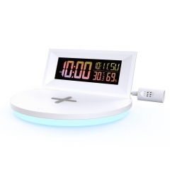 MS-9926A Wireless Charger Alarm Clock RGB Thermometer Hygrometer Humidity Meter Multifunctional Wireless Charger Alarm Clock Speak