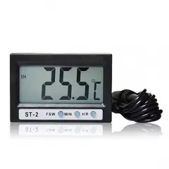 ST-2 LCD Digital Dual-Way Vehicle Thermometer Sensors / Clock Black Aquarium Refrigerator