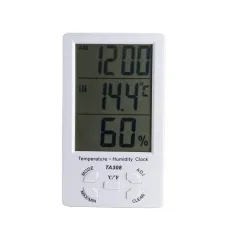 TA308 Indoor Wireless Real-Time Temperature Humidity Meter Digital LCD Display Thermometer Hygrometer Clock Industrial Plastic Gauge