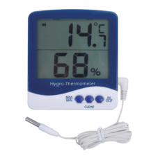 SH-109 Digital Big LCD Indoor/outdoor Thermometer Hygrometer and Clock With Sensor Cable